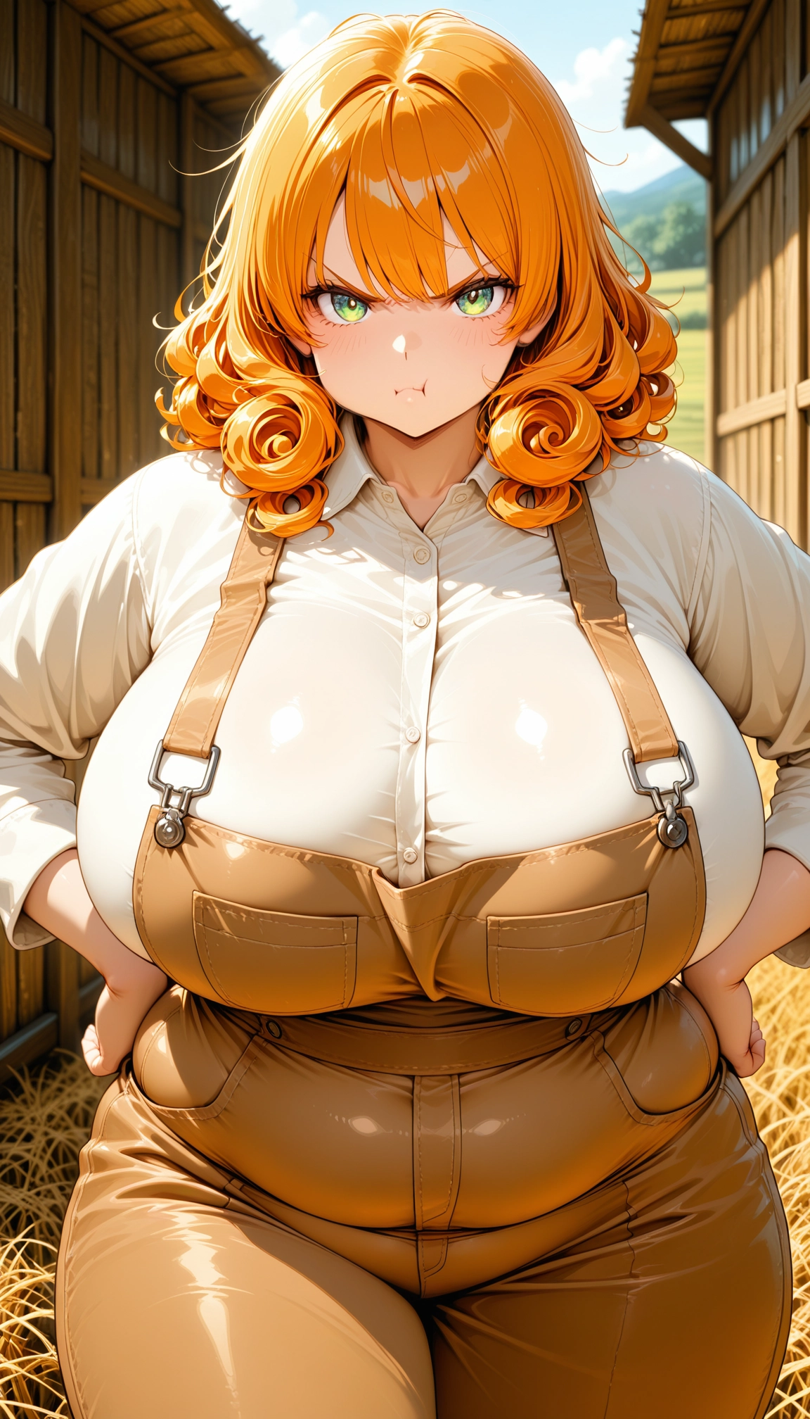 1girl, breasts, orange hair, solo, pout, looking at viewer · Yamete.gg