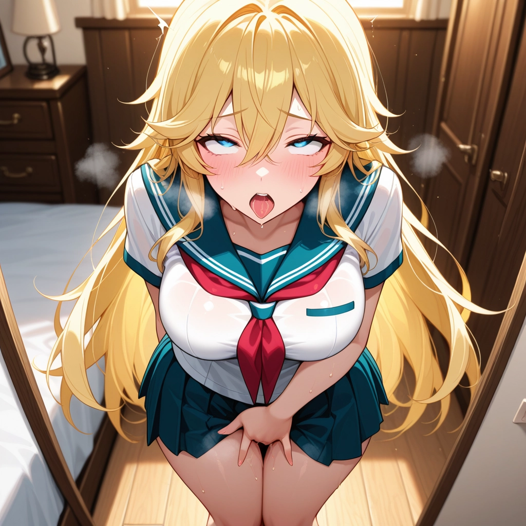 1girl, solo, skirt, sailor collar, breasts, school uniform · Yamete.gg