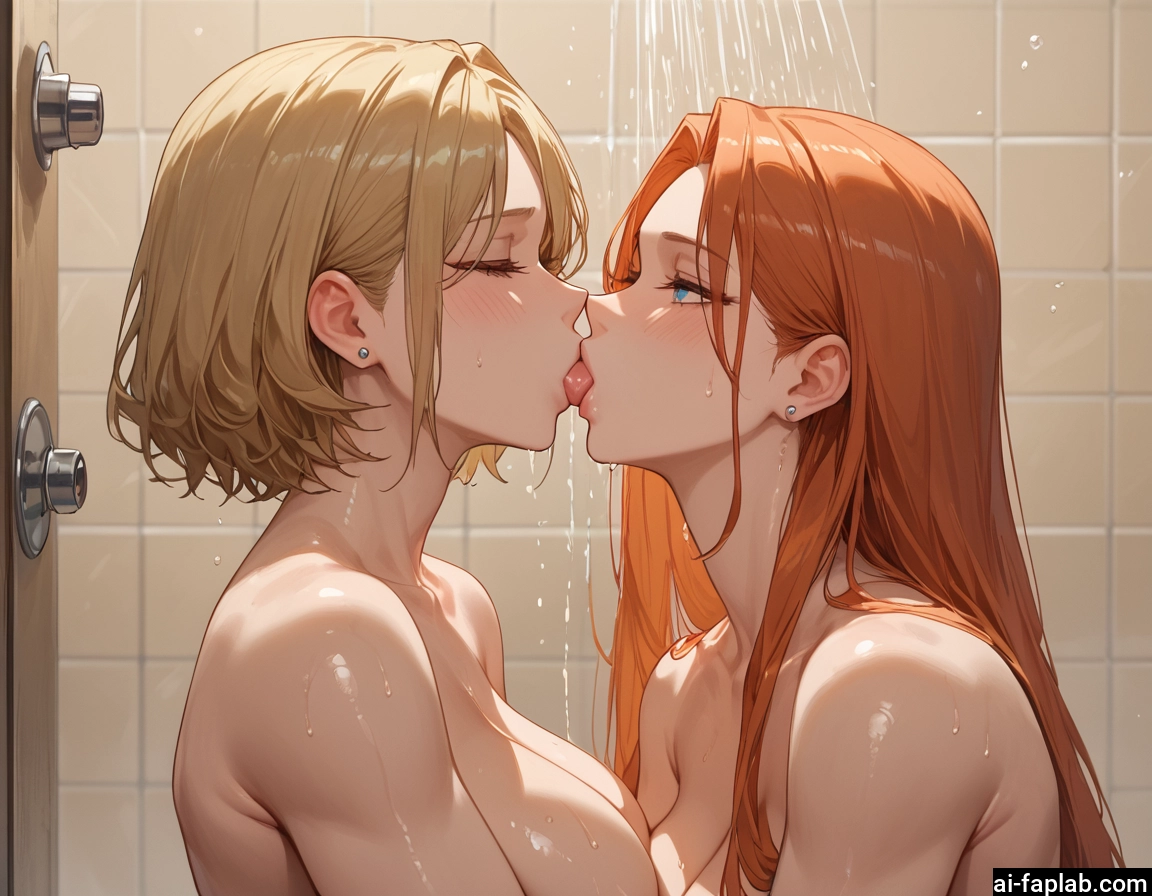 multiple girls, 2girls, breasts, yuri, kiss, short hair · Yamete.gg
