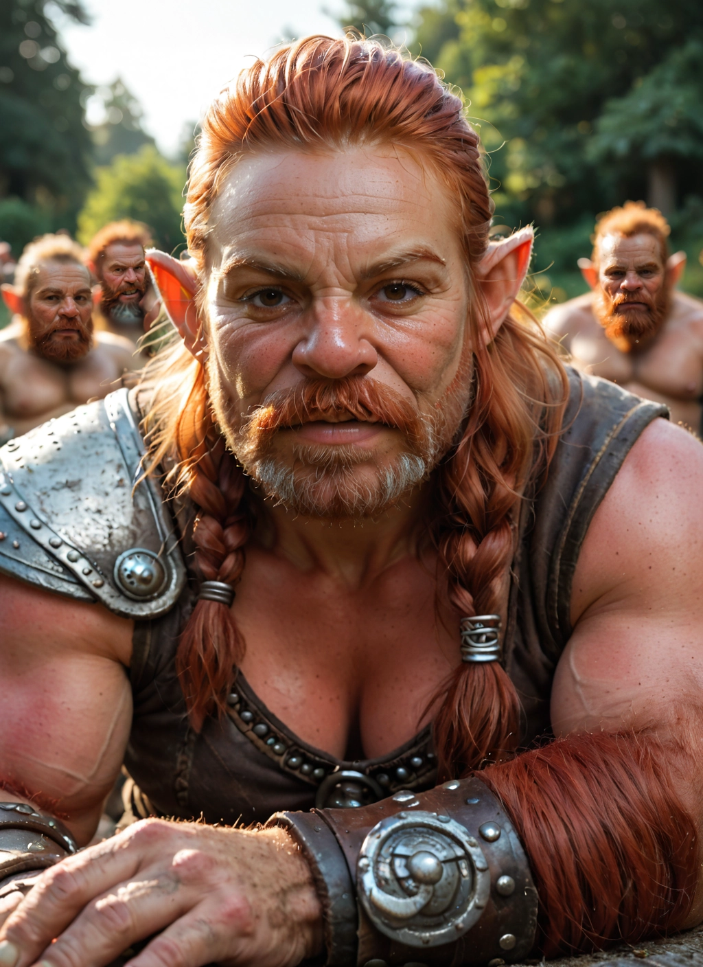 facial hair, multiple boys, pointy ears, braid, beard, looking at viewer · Yamete.gg