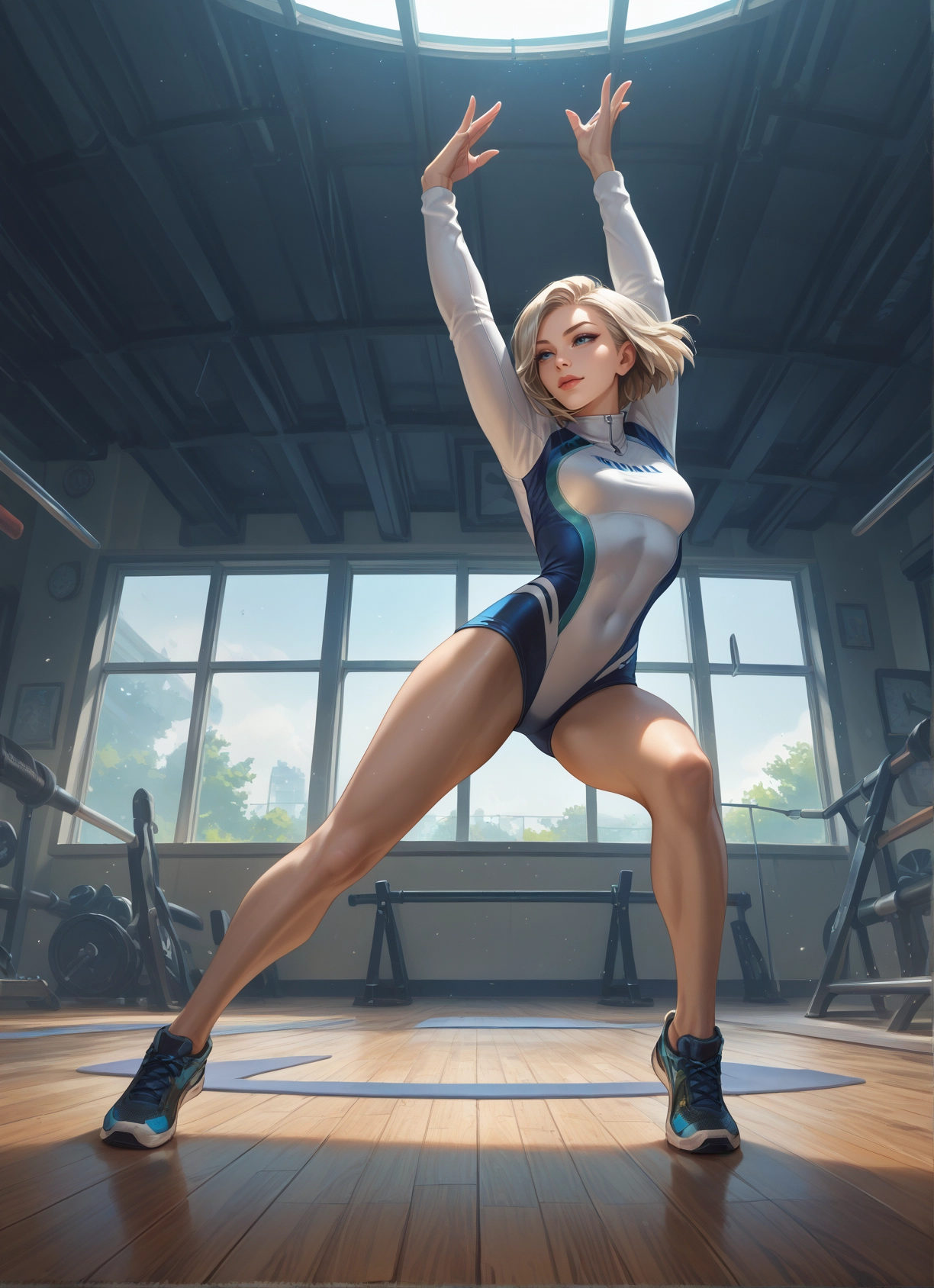 1girl, blue eyes, solo, blonde hair, shoes, breasts · Yamete.gg