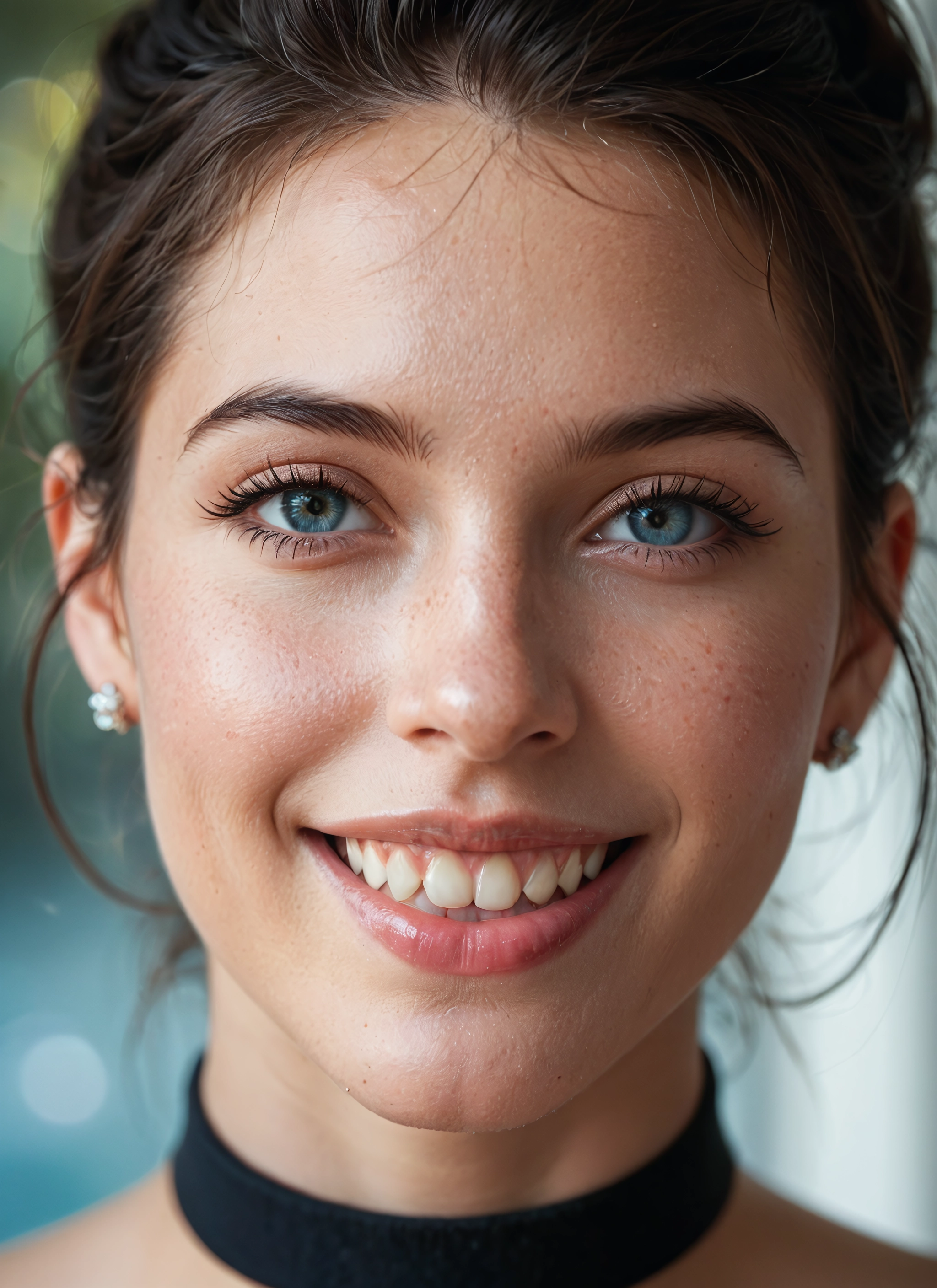 1girl, solo, choker, teeth, jewelry, earrings · Yamete.gg