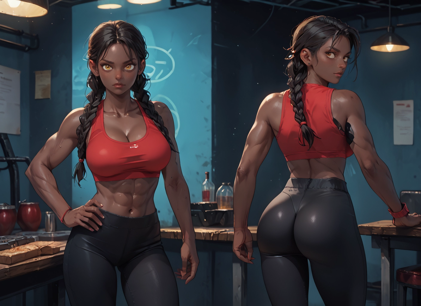 ass, breasts, 1girl, braid, abs, muscular female · Yamete.gg