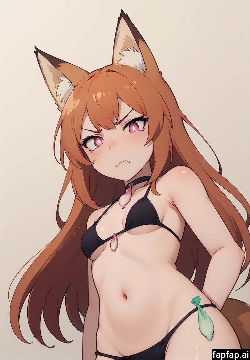 1girl, used condom, animal ears, condom, solo, breasts