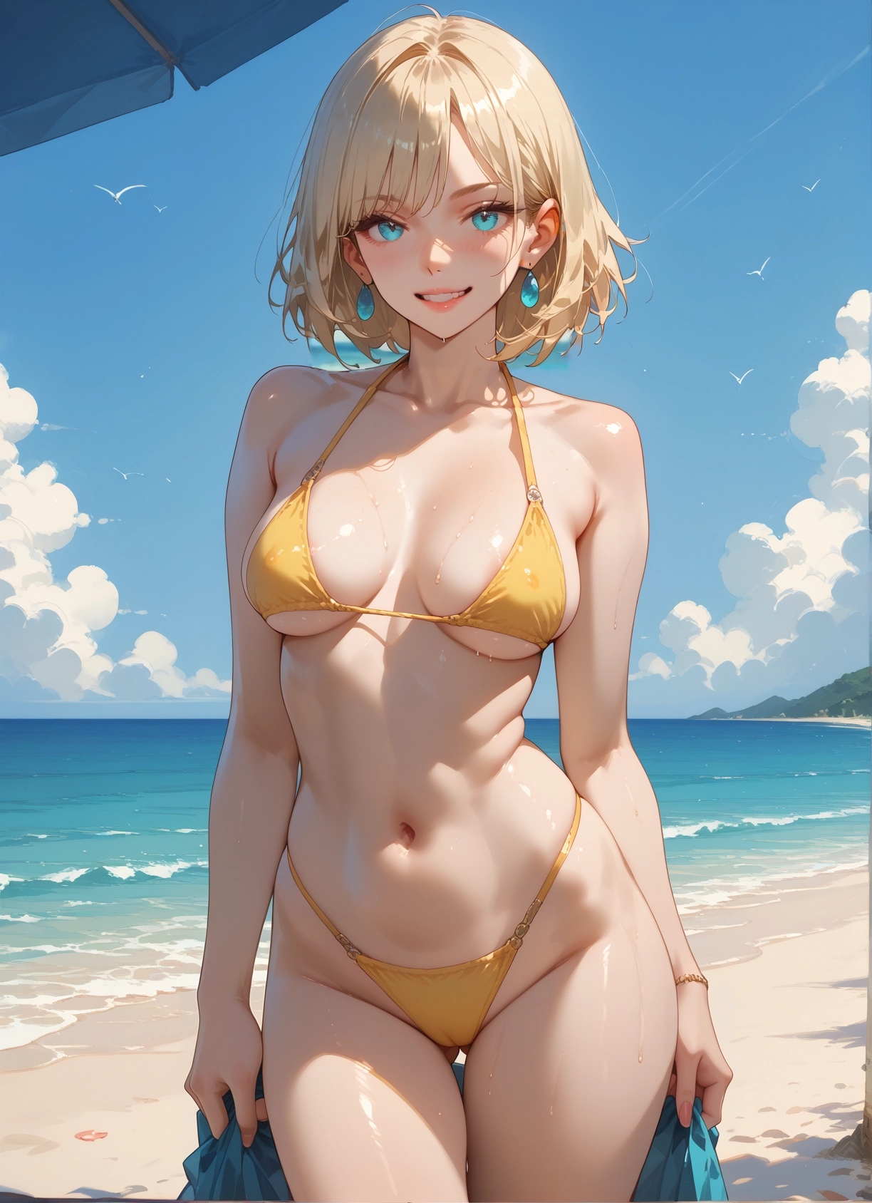 1girl, swimsuit, breasts, bikini, solo, jewelry · Yamete.gg