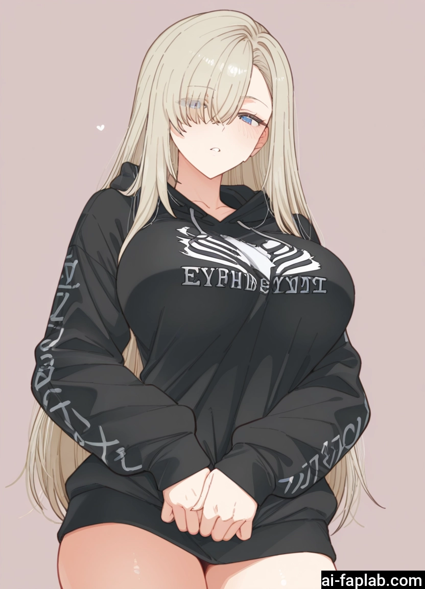 1girl, breasts, long hair, blue eyes, large breasts, hoodie · Yamete.gg