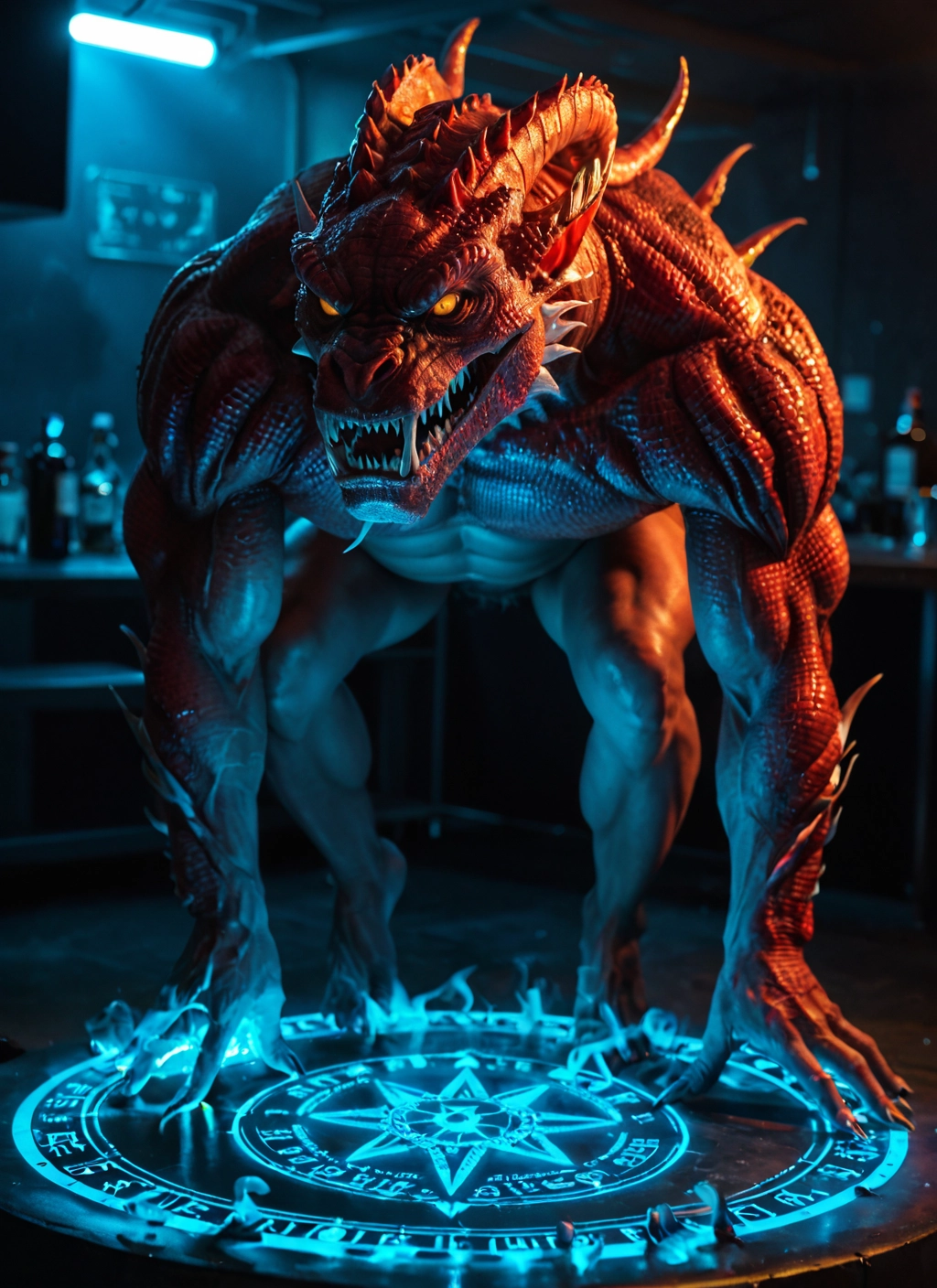 magic circle, teeth, no humans, monster, horns, sharp teeth · Yamete.gg
