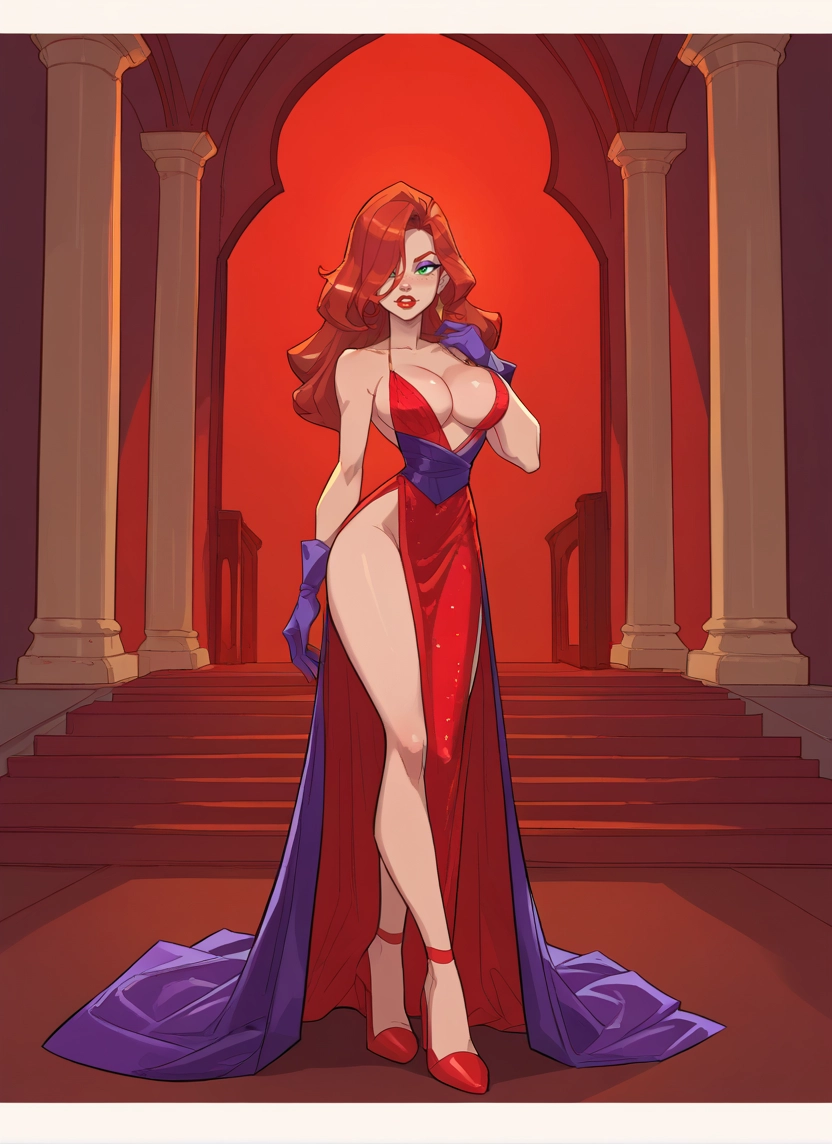1girl, breasts, gloves, dress, solo, green eyes · Yamete.gg