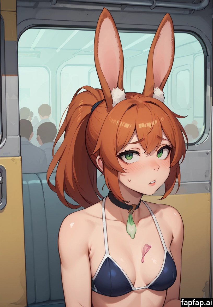 used condom, breasts, 1girl, animal ears, green eyes, condom · Yamete.gg