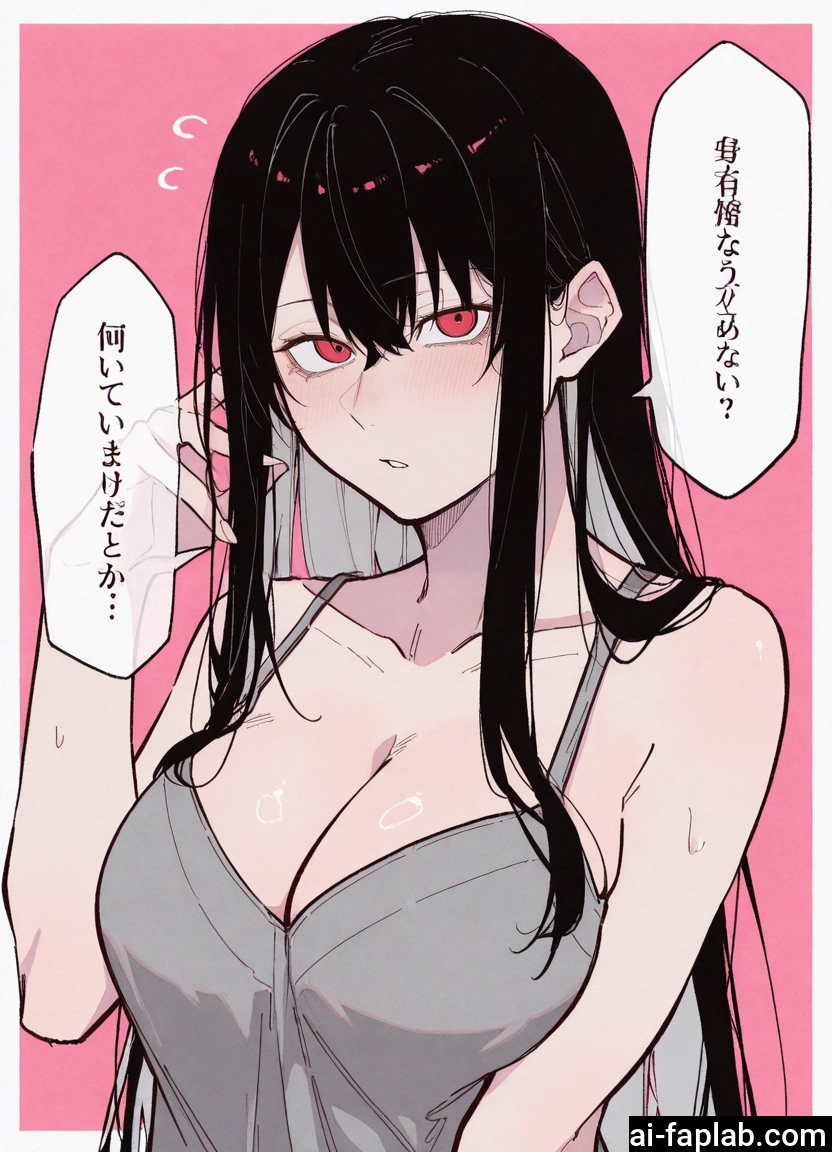 1girl, breasts, long hair, cleavage, black hair, red eyes · Yamete.gg