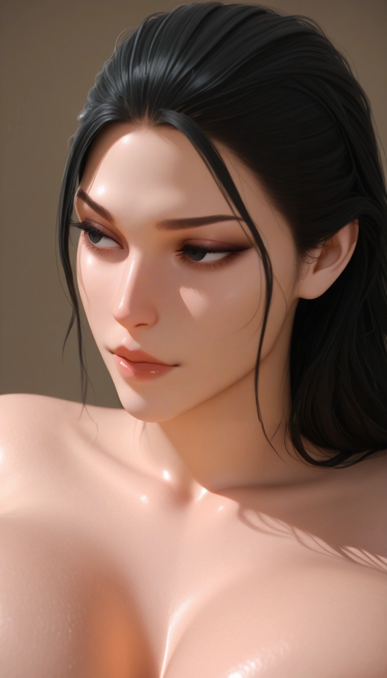 1girl, solo, breasts, black hair, long hair, lips · Yamete.gg