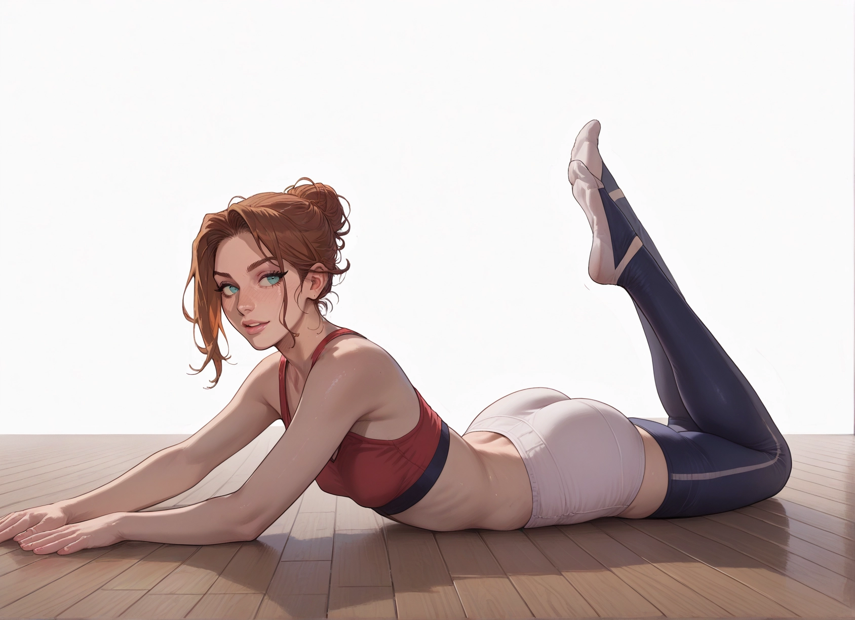 1girl, solo, ass, lying, on stomach, thighhighs · Yamete.gg