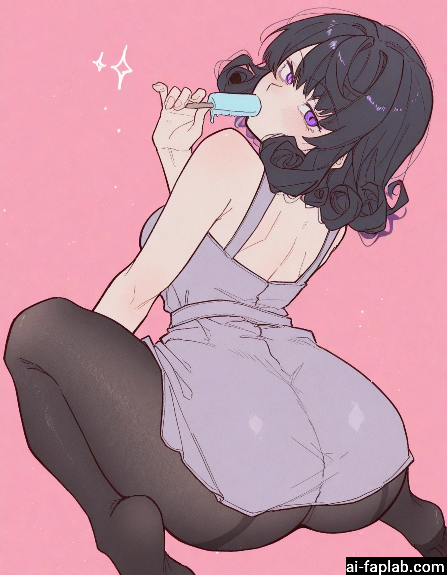 1girl, pantyhose, ass, food, purple eyes, popsicle