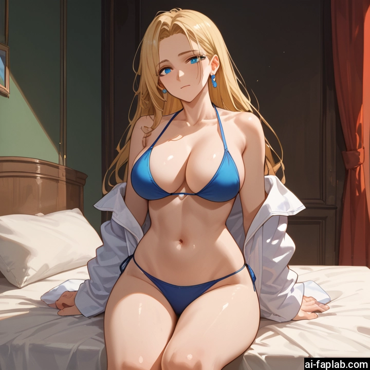 1girl, breasts, swimsuit, bikini, blonde hair, long hair