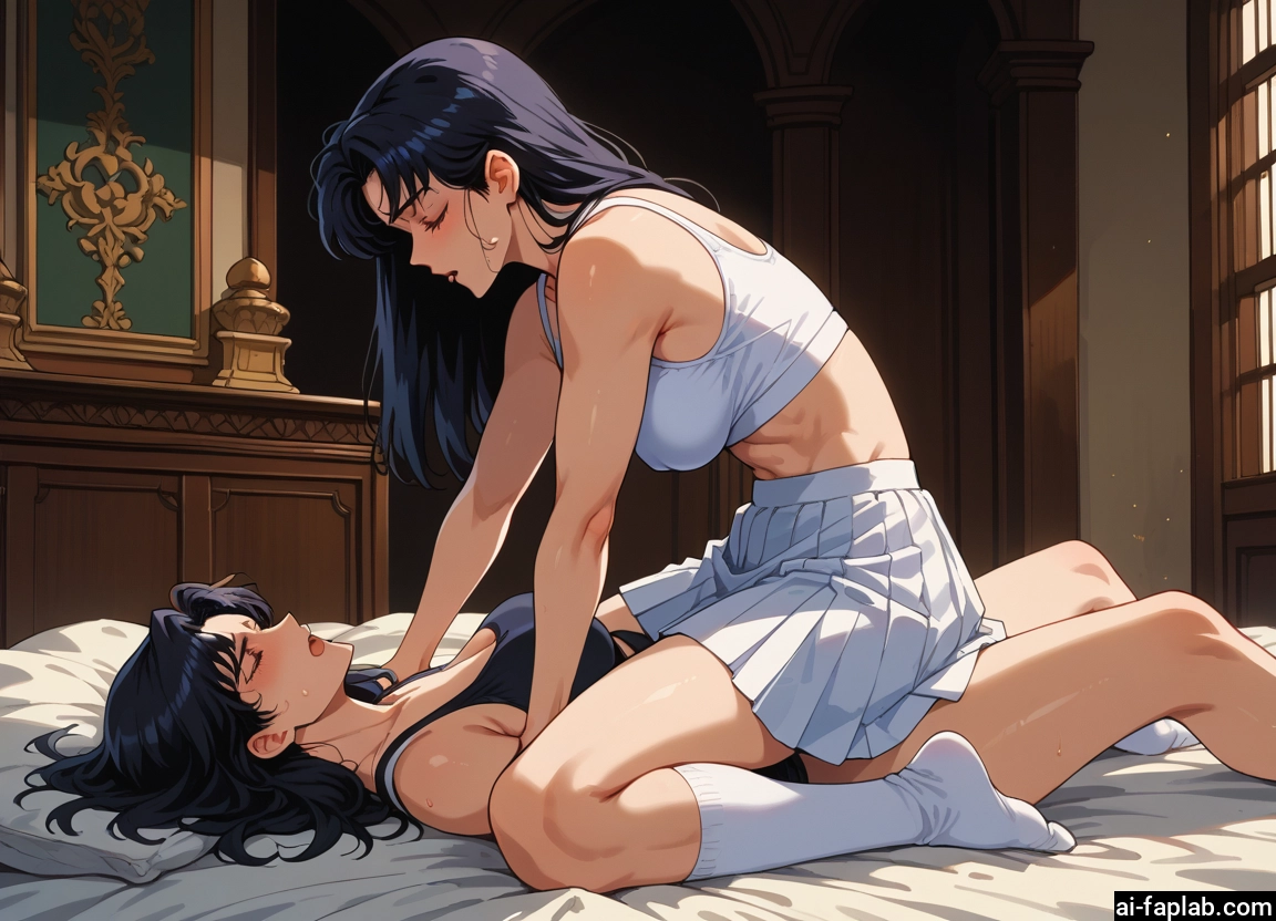 multiple girls, 2girls, skirt, yuri, closed eyes, long hair · Yamete.gg