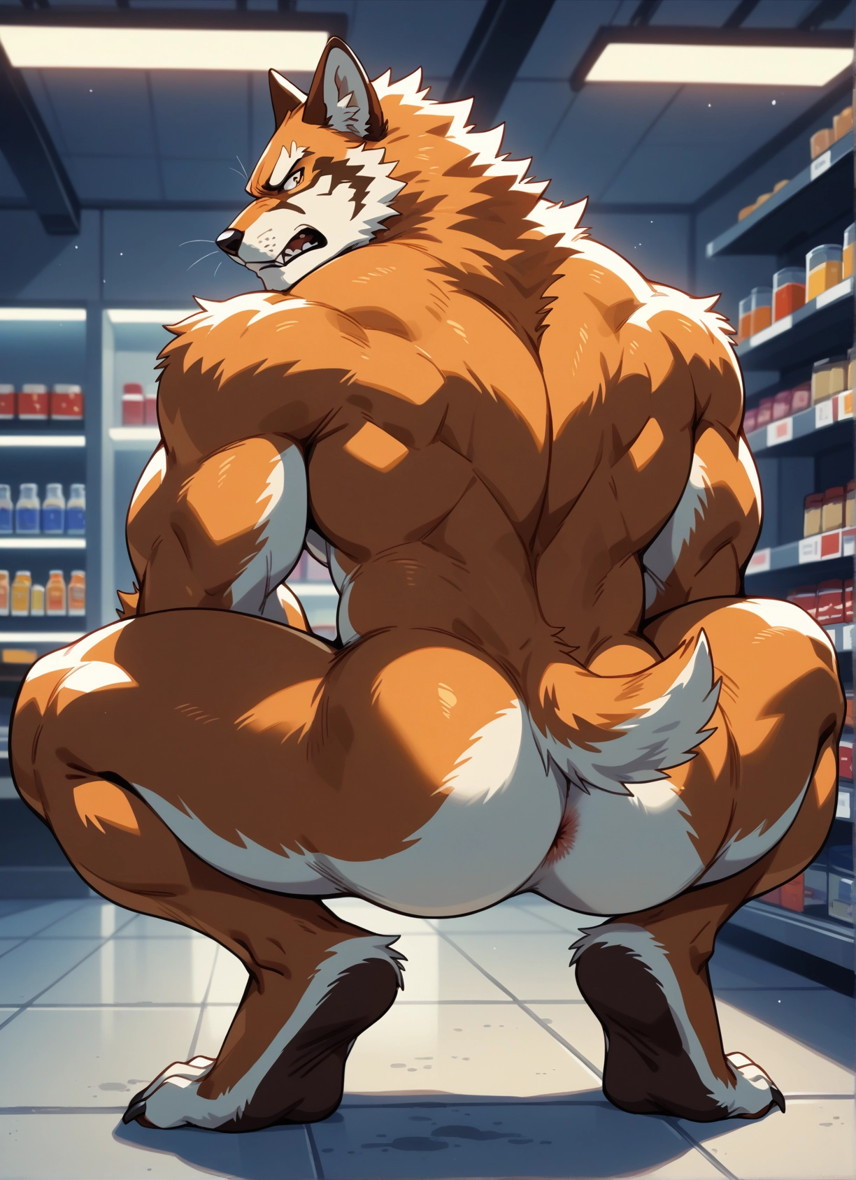 bara, furry, male focus, solo, muscular, 1boy · Yamete.gg