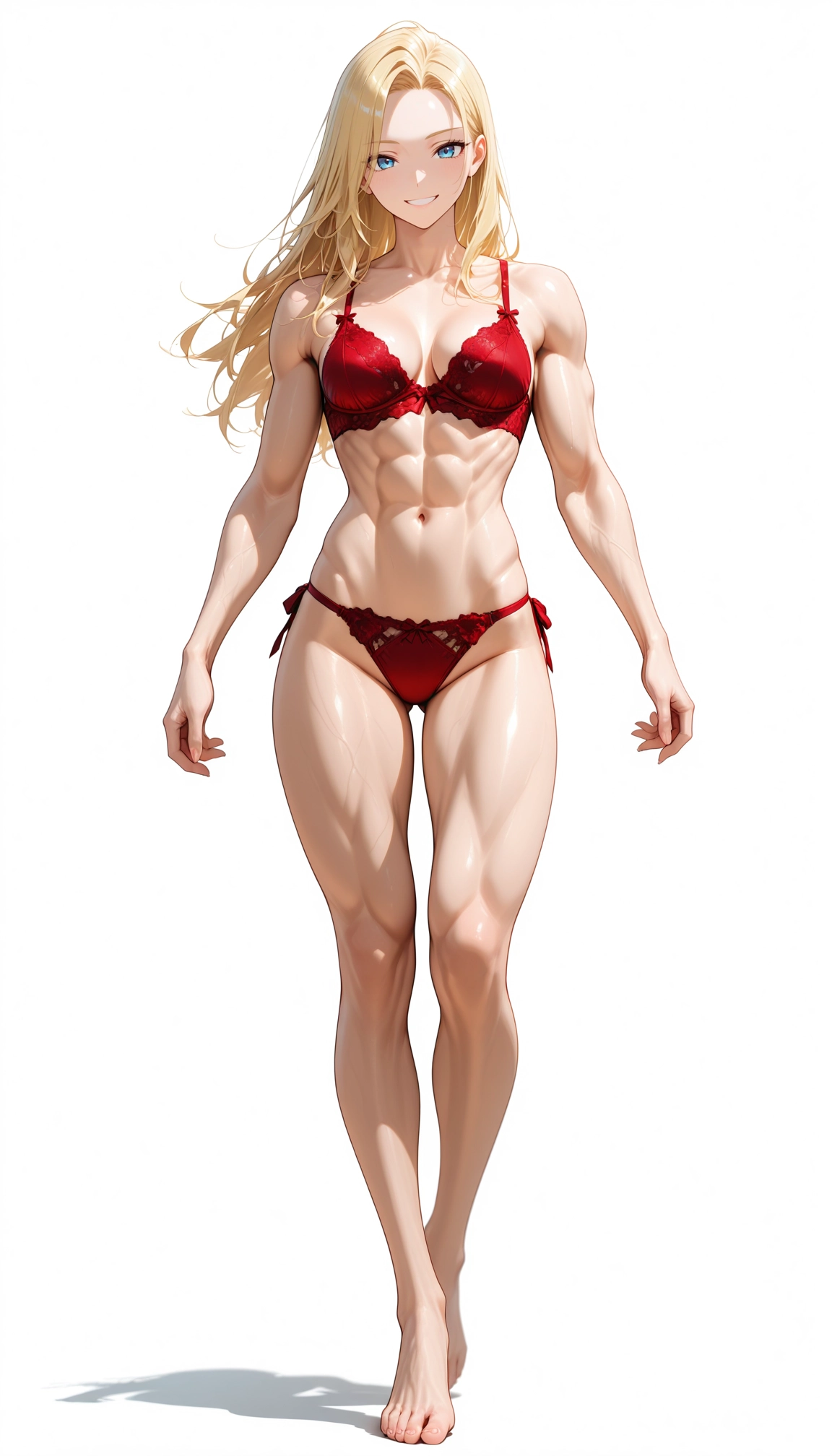 1girl, muscular, muscular female, solo, underwear, blonde hair · Yamete.gg