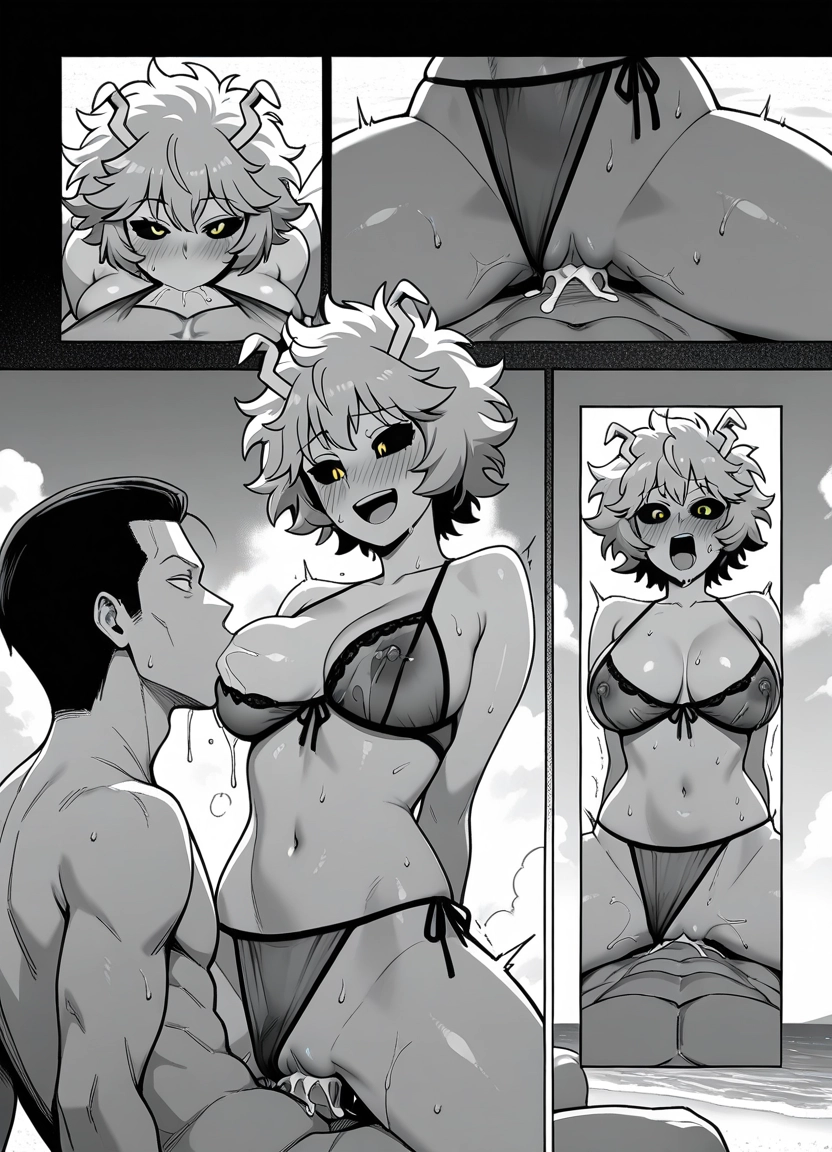 1girl, breasts, hetero, 1boy, ashido mina, black sclera · Yamete.gg