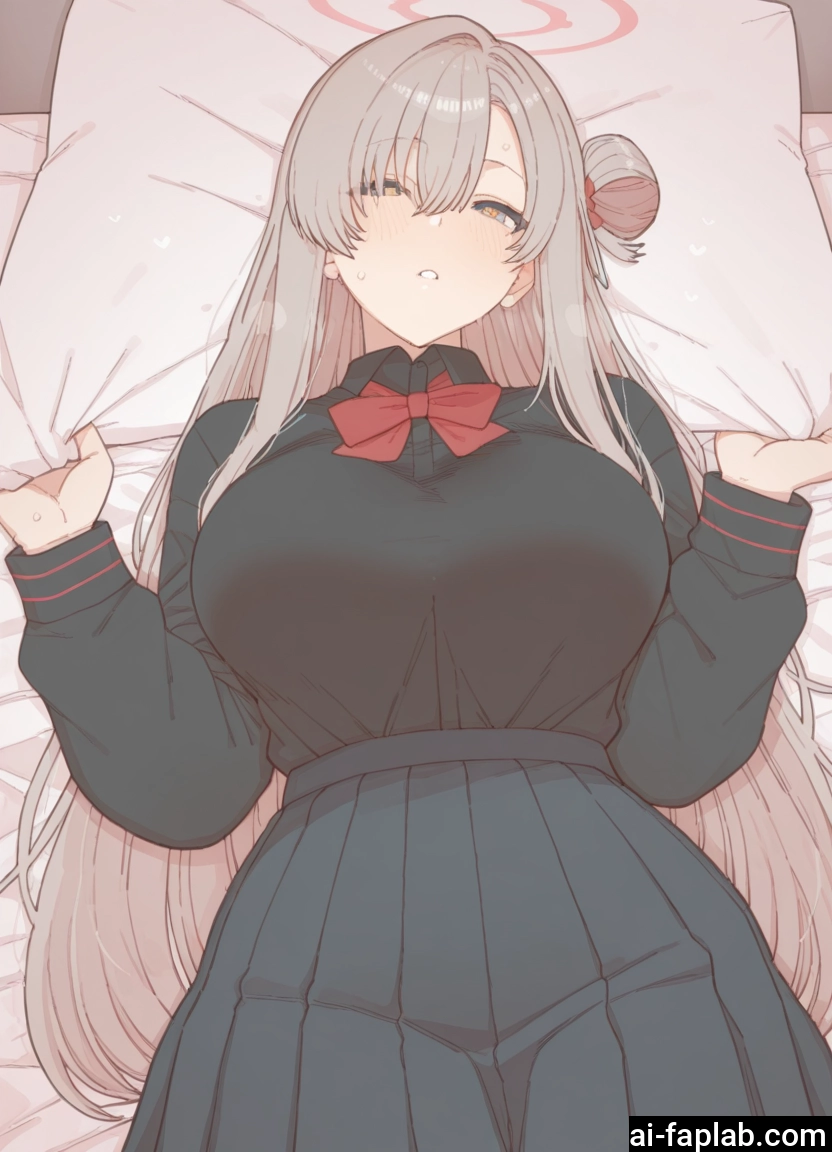 1girl, breasts, long hair, lying, skirt, halo · Yamete.gg