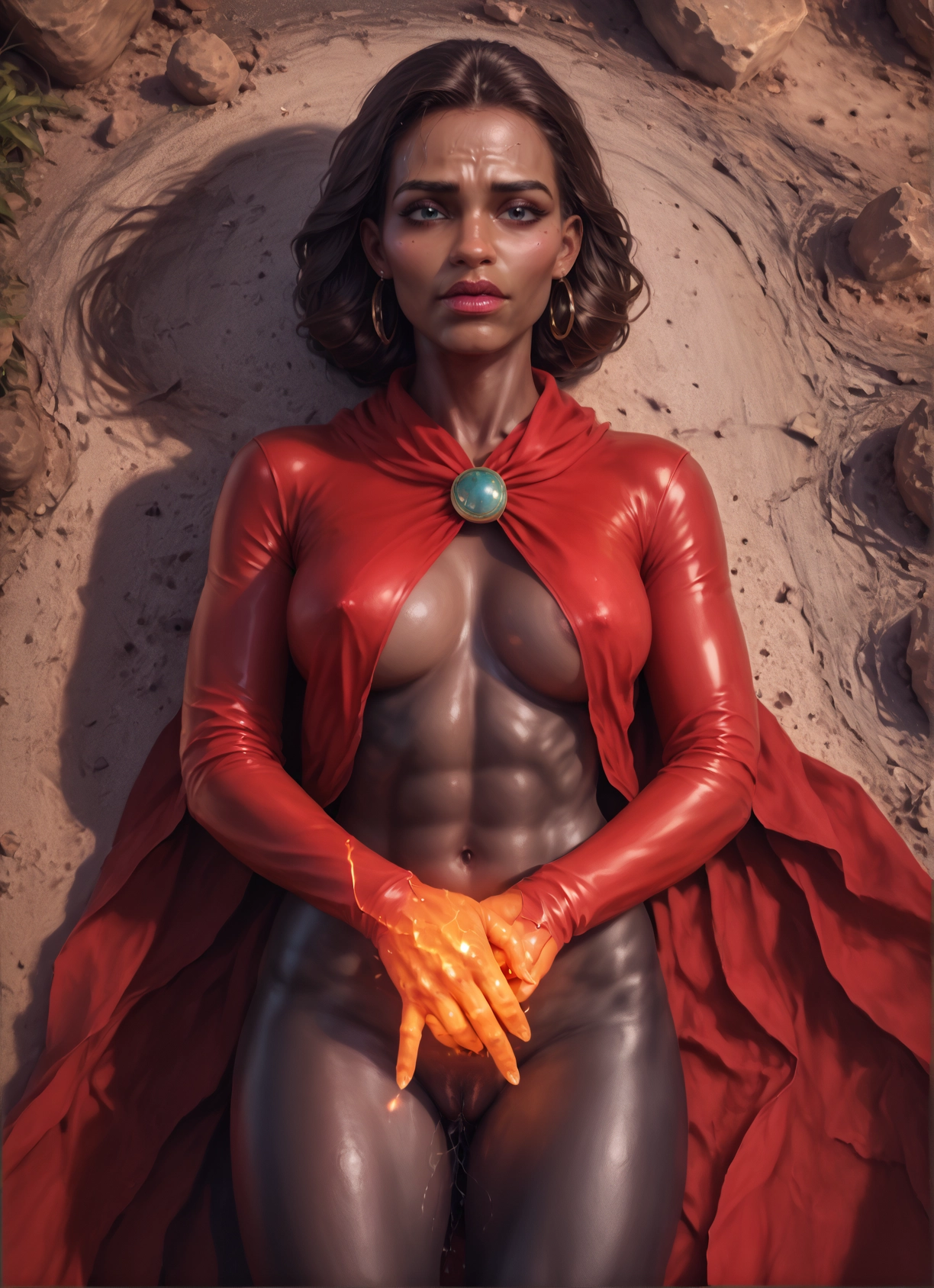1girl, solo, breasts, jewelry, earrings, abs · Yamete.gg