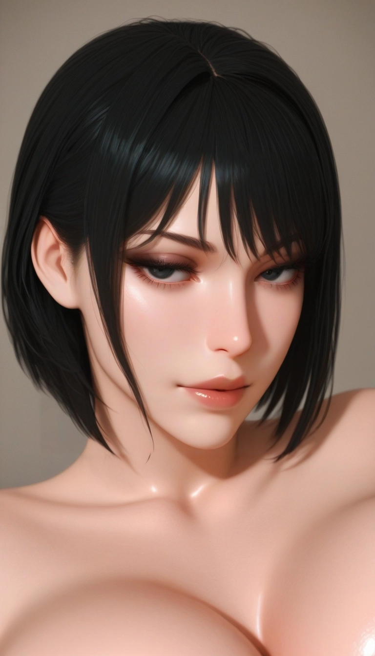 1girl, solo, breasts, black hair, short hair, looking at viewer · Yamete.gg