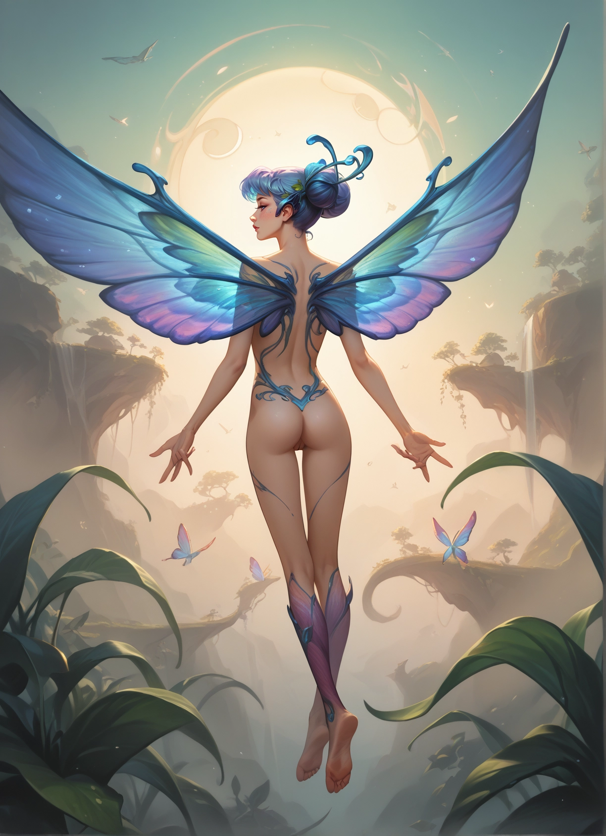 1girl, ass, wings, solo, bug, butterfly · Yamete.gg