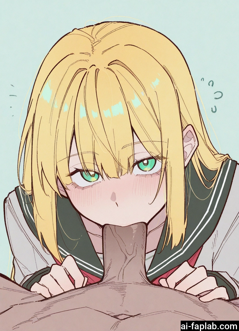 penis, blonde hair, 1girl, oral, fellatio, hetero