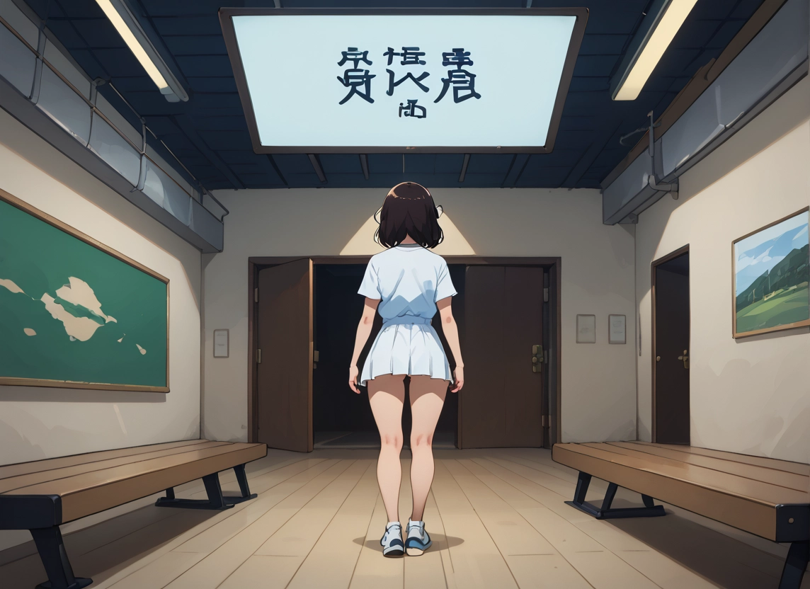 1girl, skirt, indoors, solo, white skirt, shirt · Yamete.gg