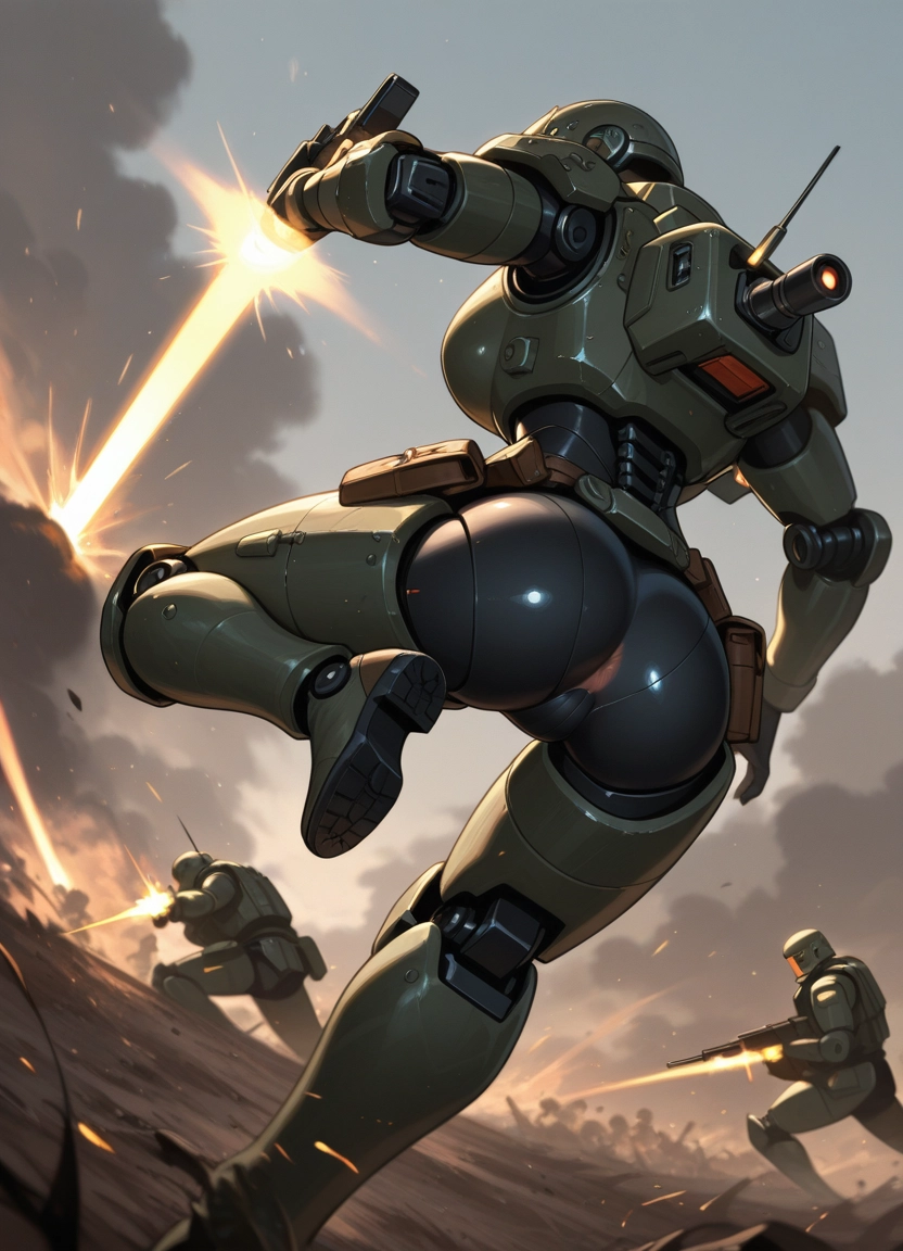 weapon, ass, 1girl, gun, holding, holding weapon · Yamete.gg