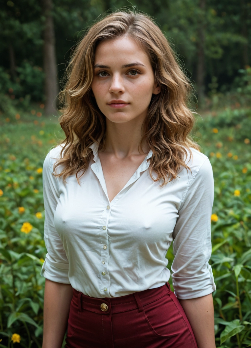 1girl, solo, covered nipples, realistic, shirt, breasts