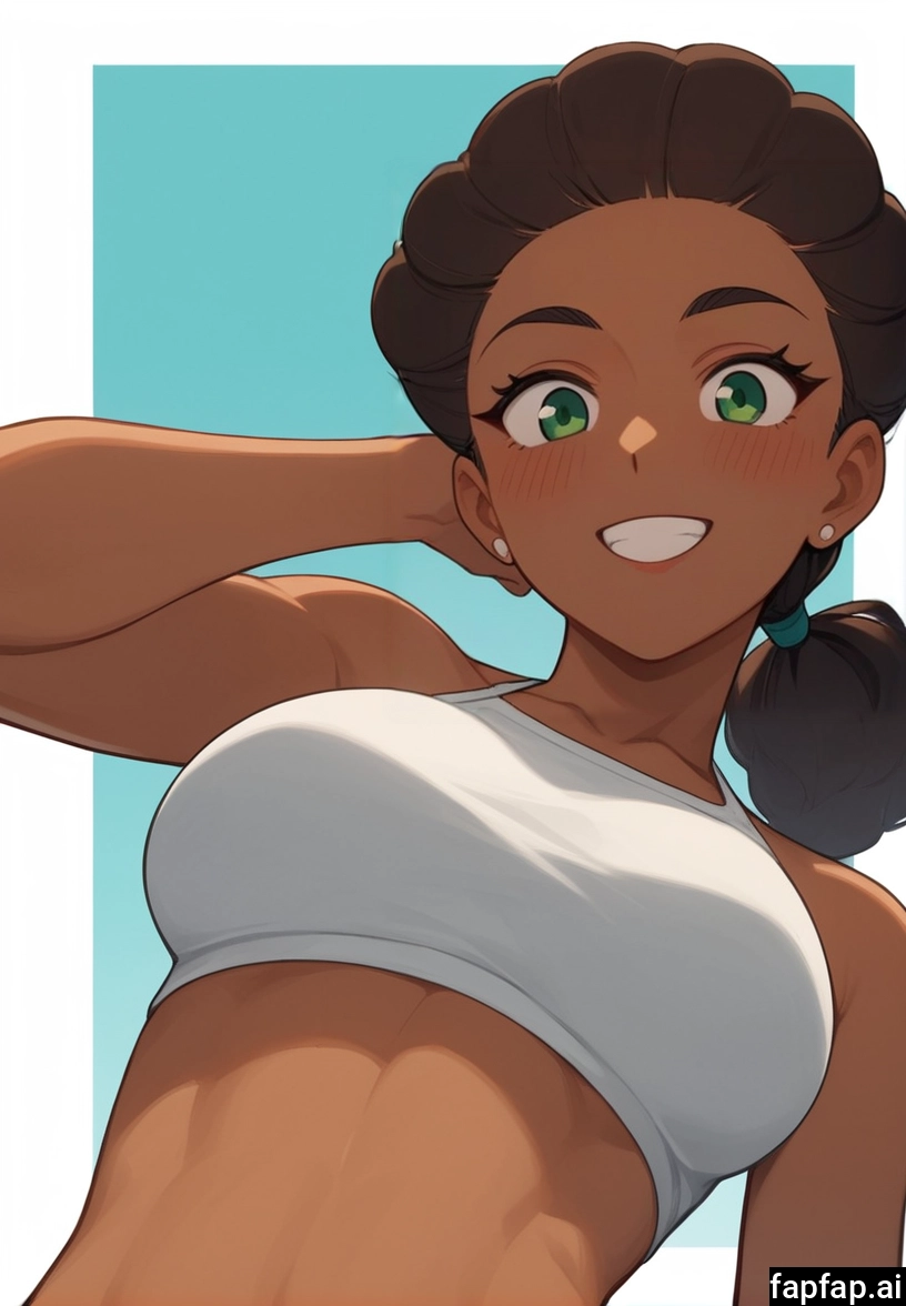 1girl, solo, smile, green eyes, breasts, dark skin