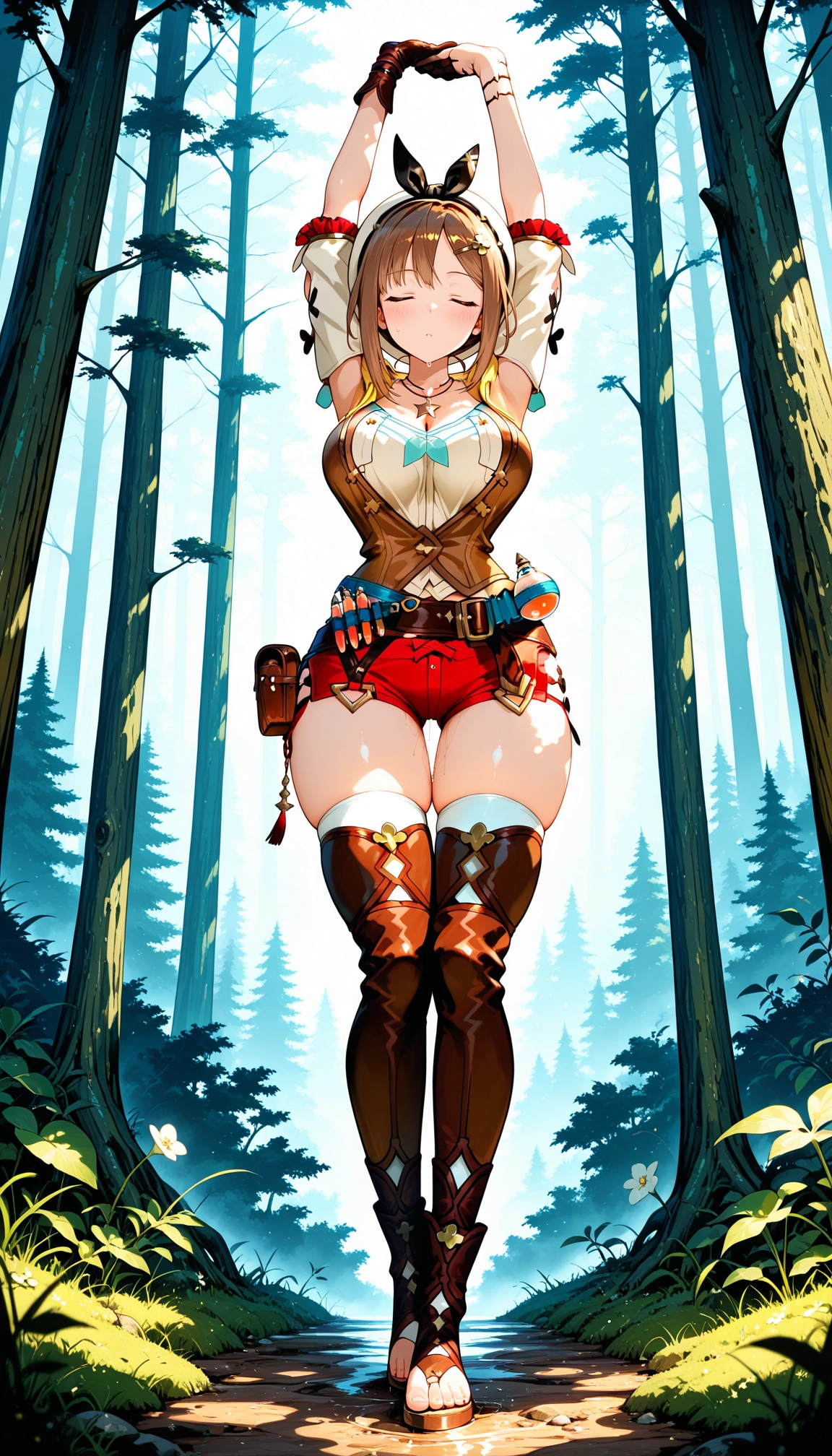 1girl, reisalin stout, leather belt, shorts, solo, toeless footwear · Yamete.gg