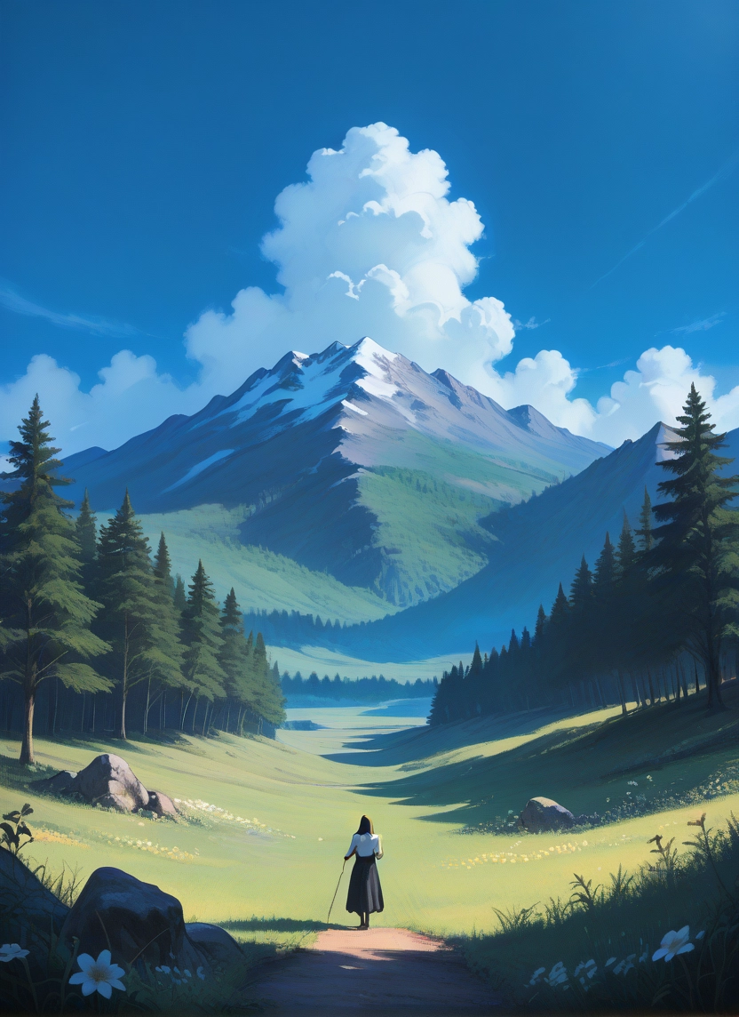 outdoors, scenery, tree, cloud, 1girl, sky · Yamete.gg