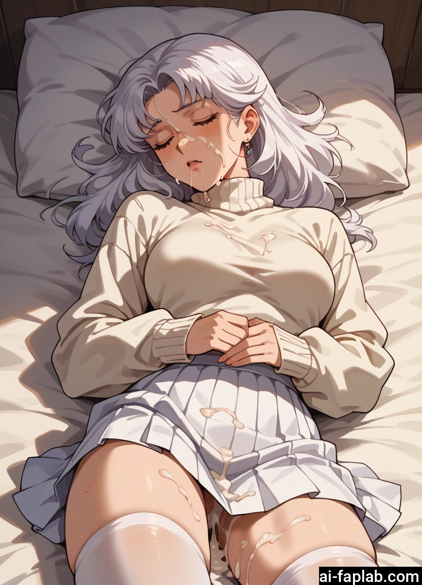 1girl, skirt, cum, thighhighs, solo, closed eyes · Yamete.gg