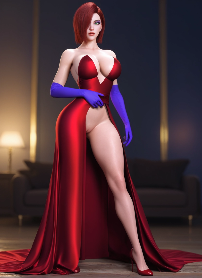 1girl, breasts, solo, dress, gloves, pussy · Yamete.gg