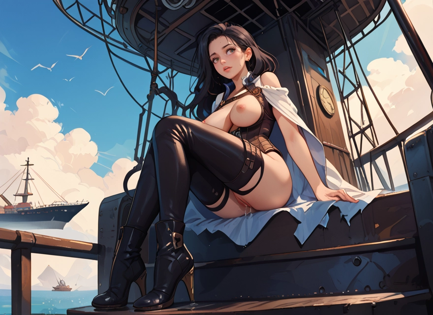 1girl, breasts, nipples, thighhighs, boots, solo · Yamete.gg