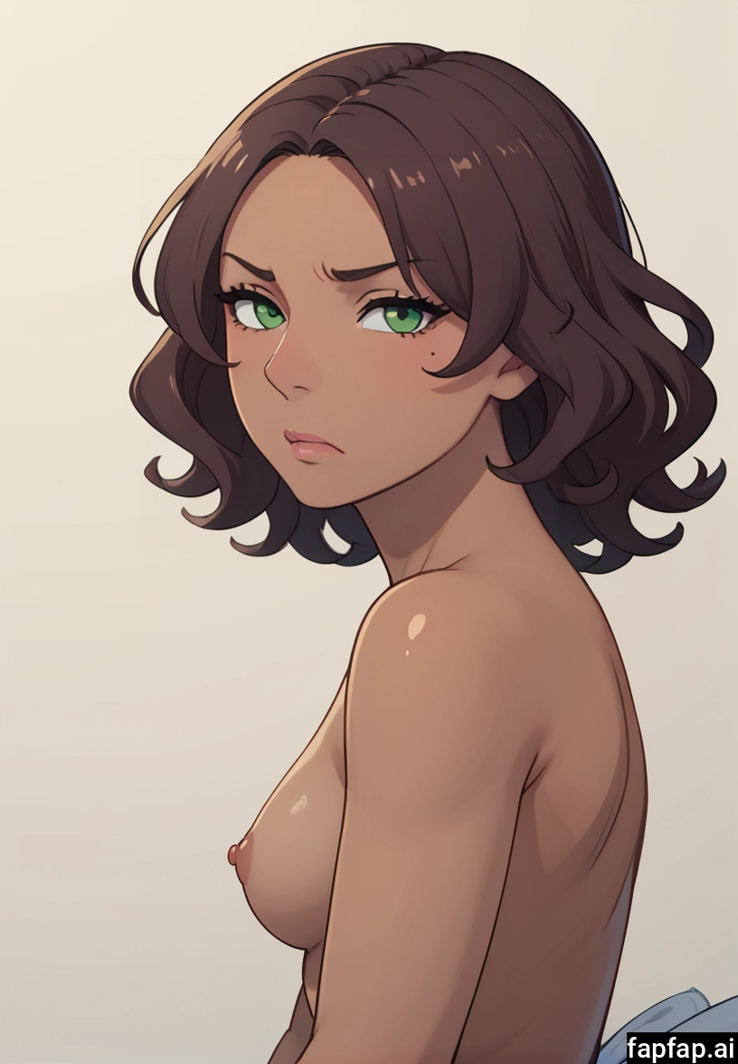 1girl, breasts, nipples, green eyes, solo, brown hair · Yamete.gg