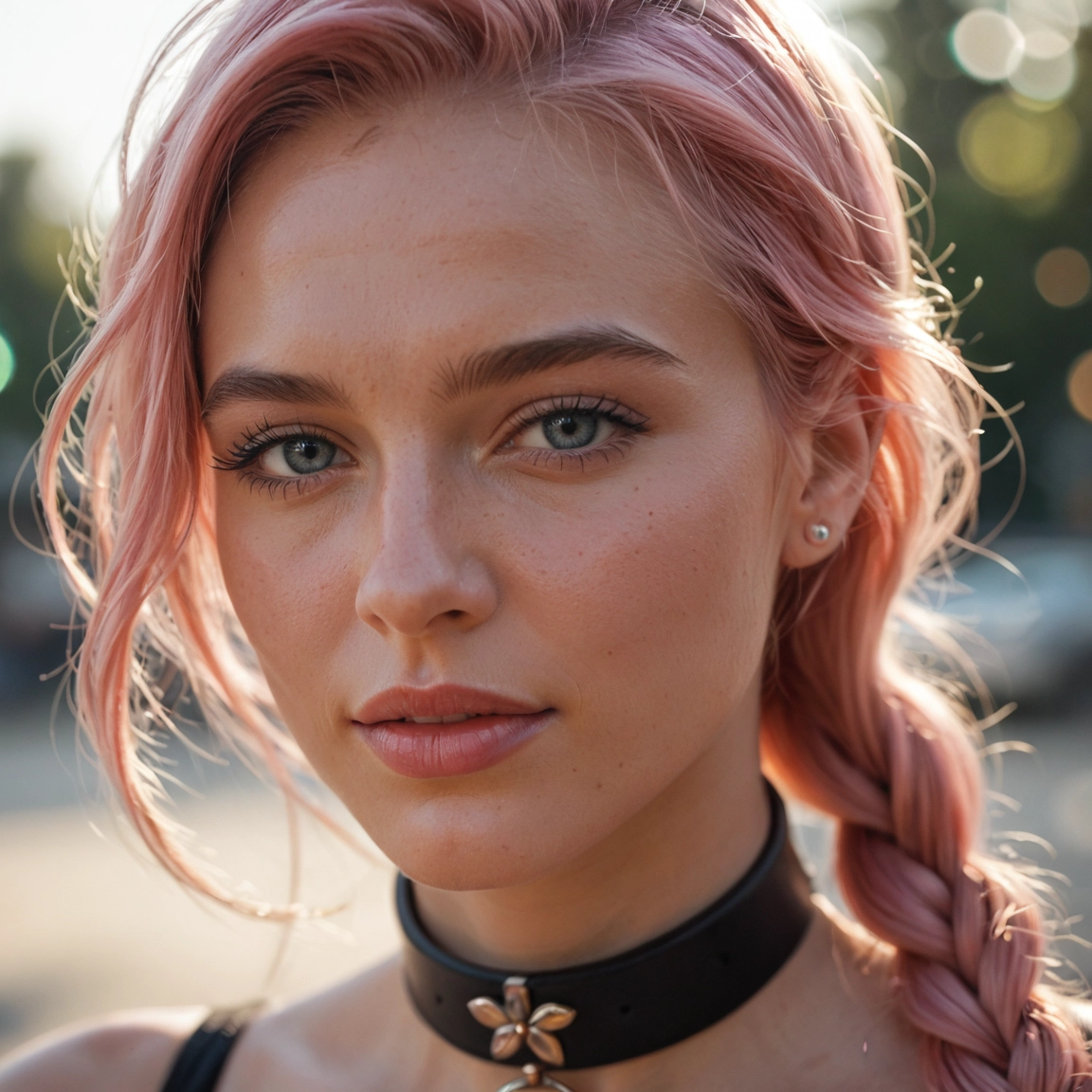 1girl, solo, braid, pink hair, jewelry, looking at viewer · Yamete.gg