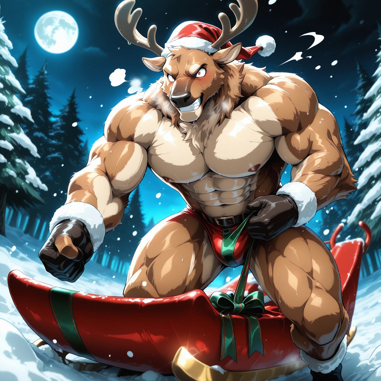 bara, furry, muscular, male focus, 1boy, muscular male