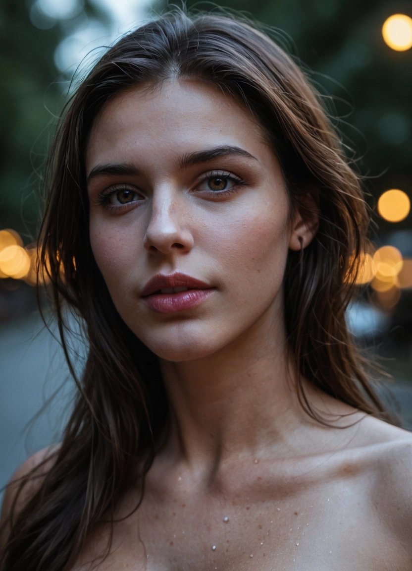 1girl, solo, realistic, blurry, brown eyes, long hair