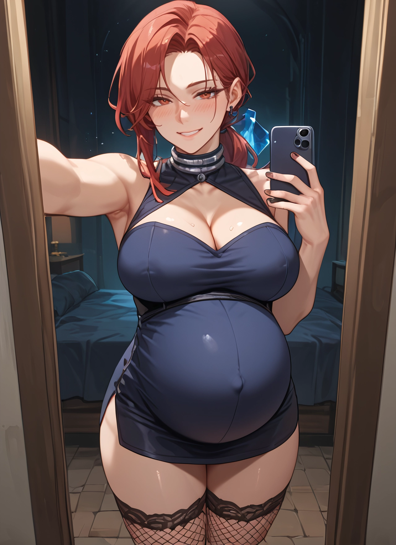 1girl, breasts, phone, pregnant, selfie, large breasts · Yamete.gg
