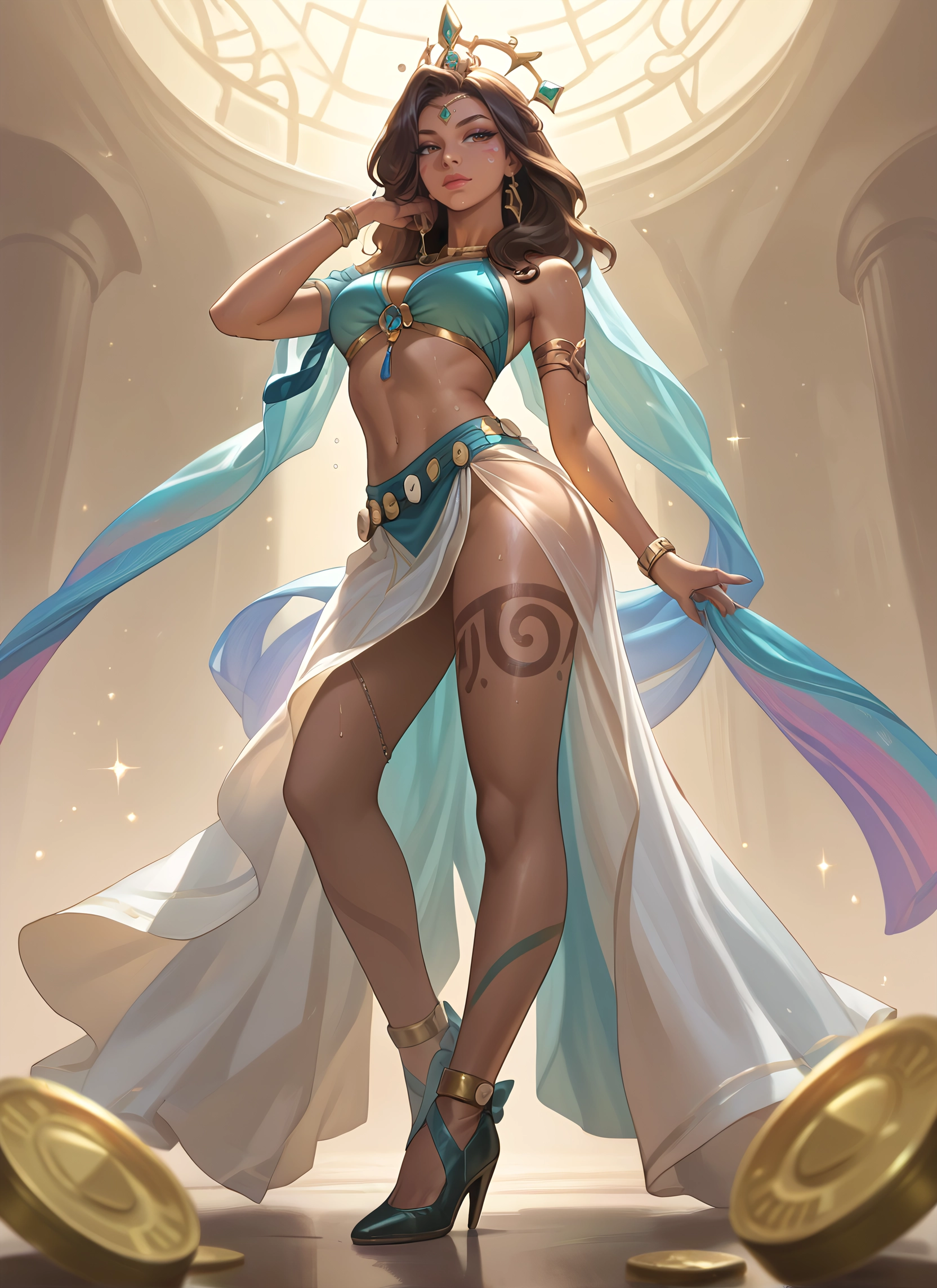 1girl, jewelry, solo, high heels, breasts, navel · Yamete.gg