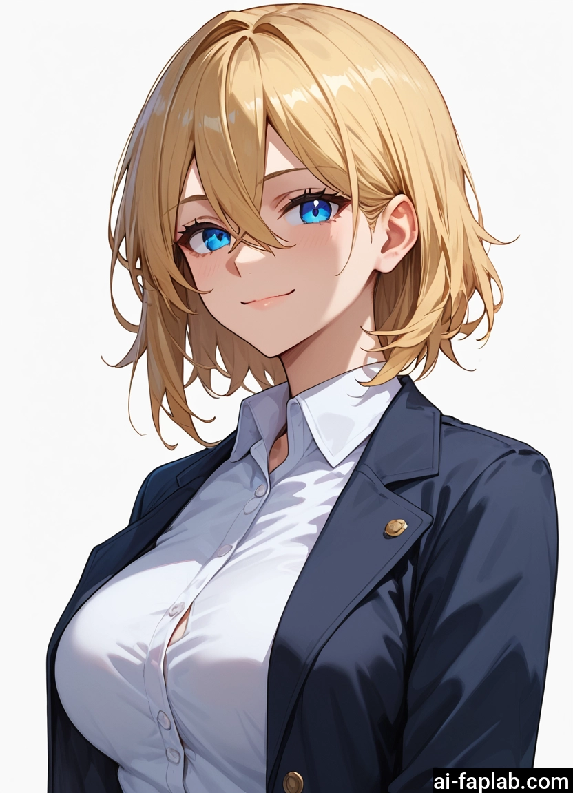 1girl, solo, blue eyes, blonde hair, shirt, breasts · Yamete.gg