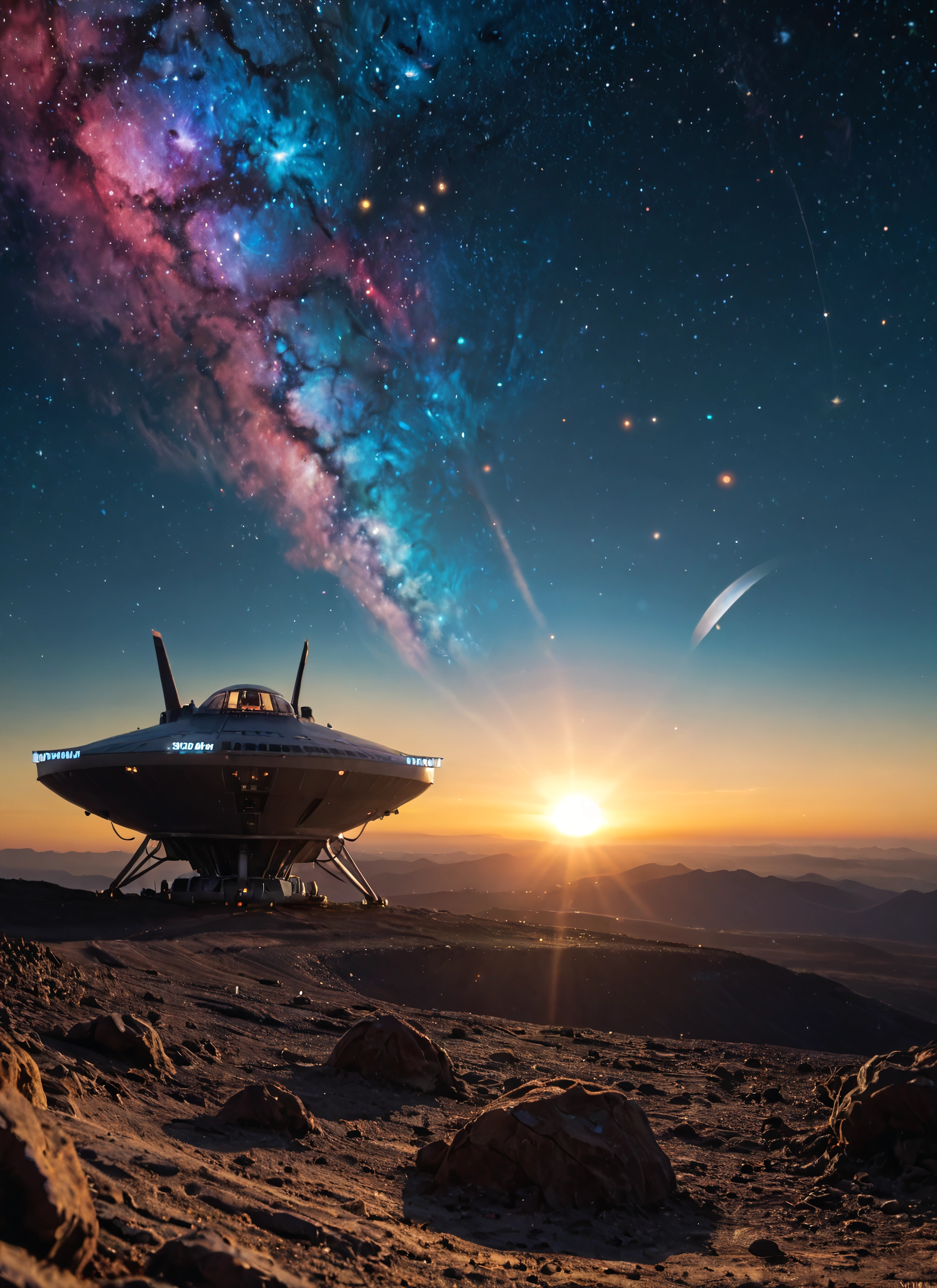 no humans, scenery, star (sky), sky, starry sky, sun · Yamete.gg