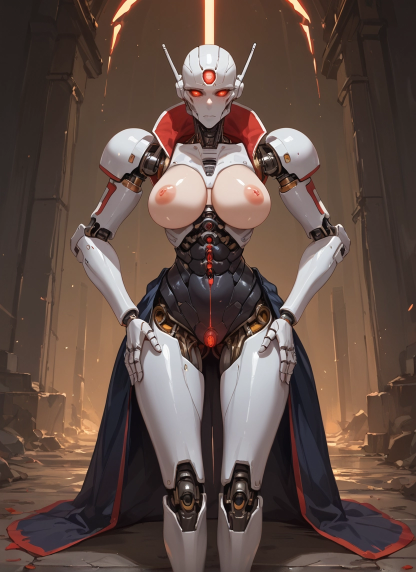 breasts, 1girl, nipples, solo, red eyes, large breasts · Yamete.gg