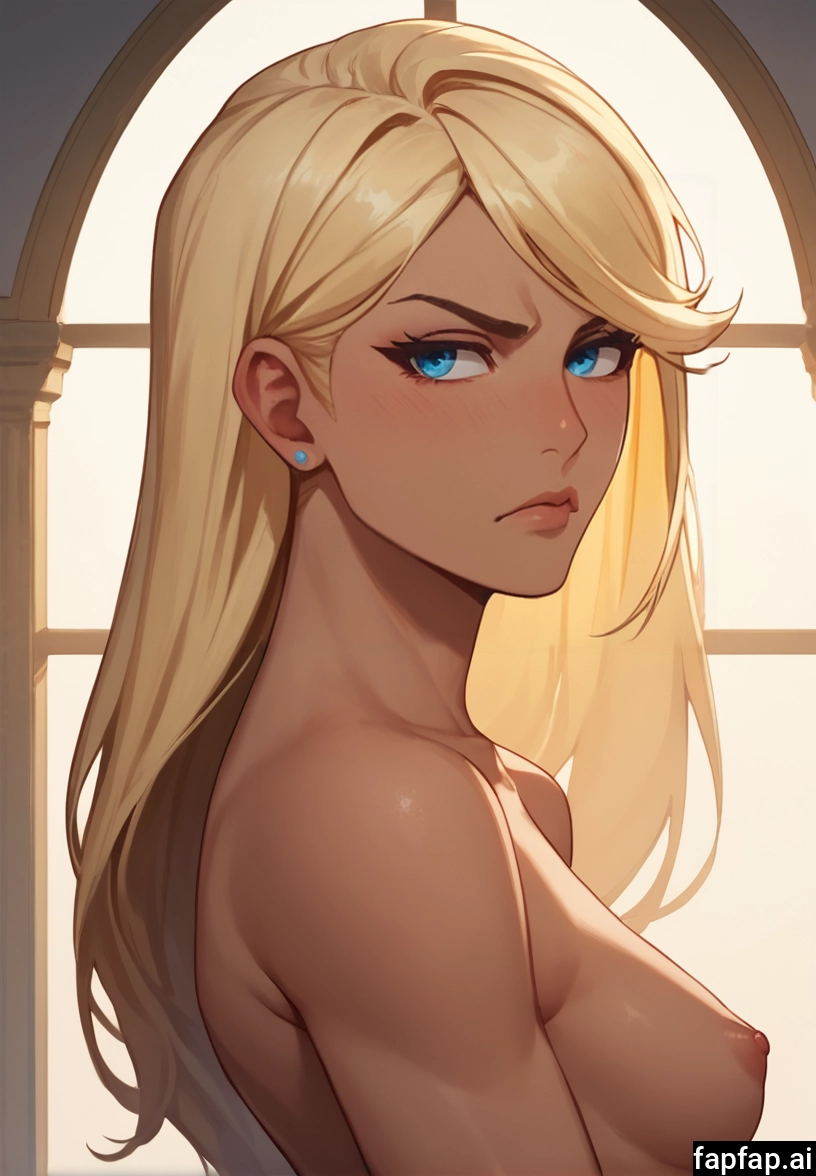 1girl, breasts, solo, nipples, blonde hair, long hair