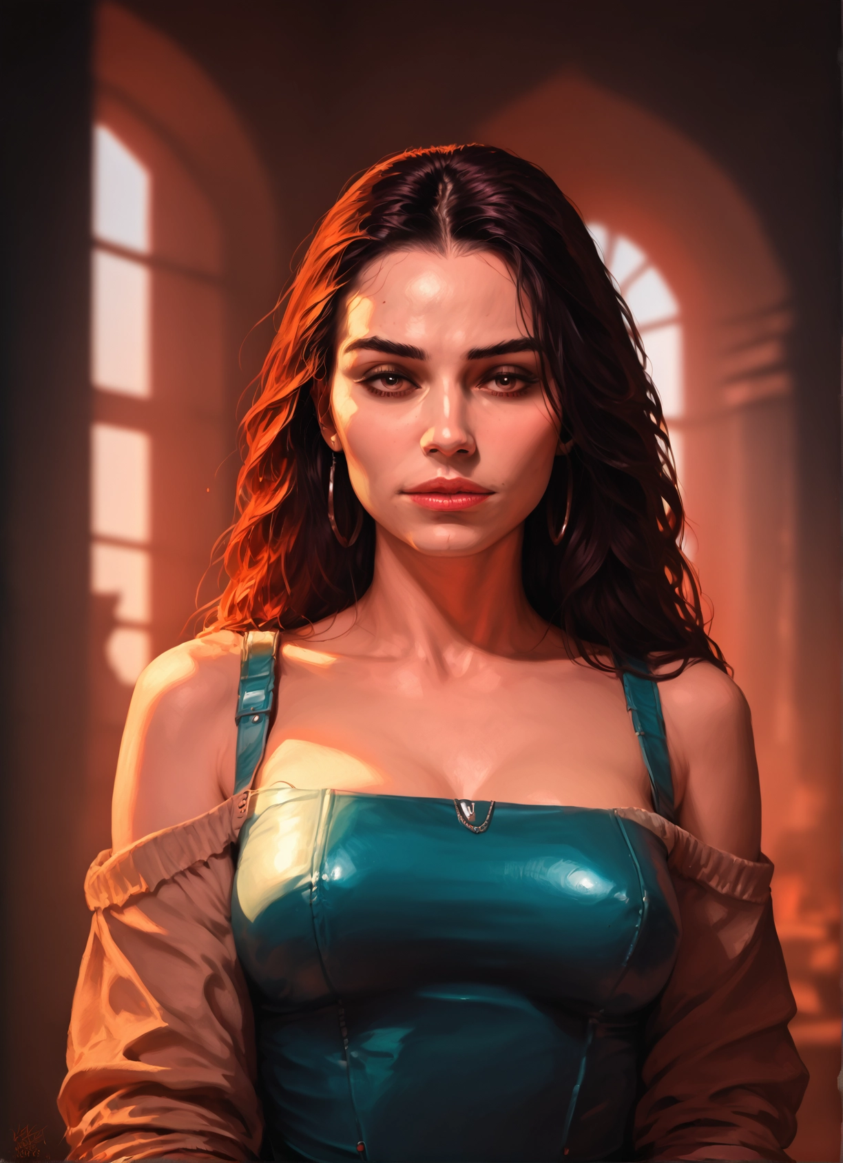 1girl, solo, breasts, jewelry, earrings, looking at viewer · Yamete.gg