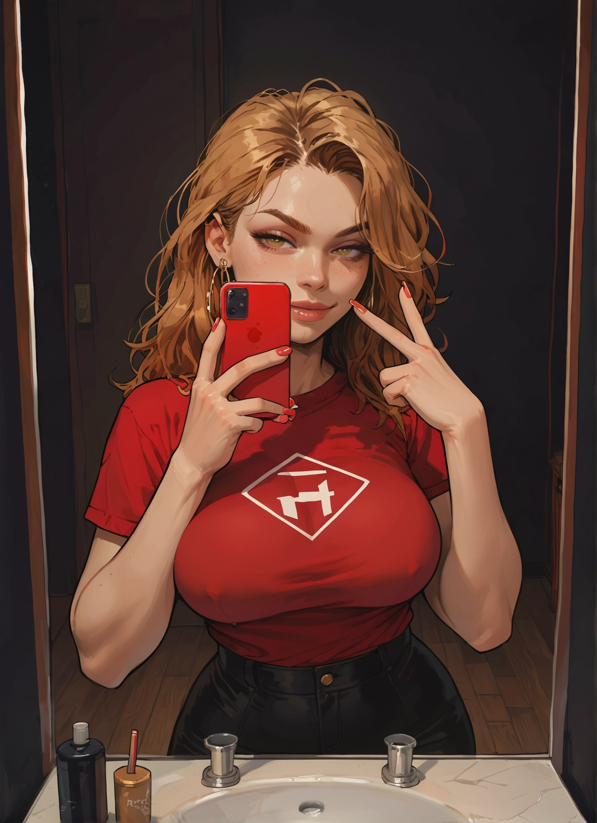 1girl, breasts, phone, jewelry, solo, cellphone · Yamete.gg