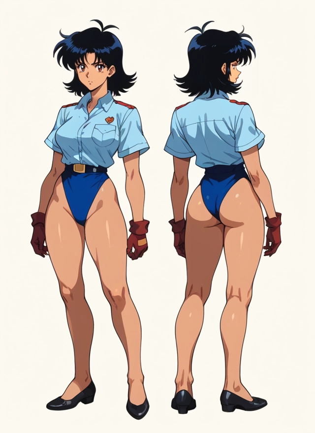 ass, 1girl, gloves, leotard, black hair, multiple views · Yamete.gg