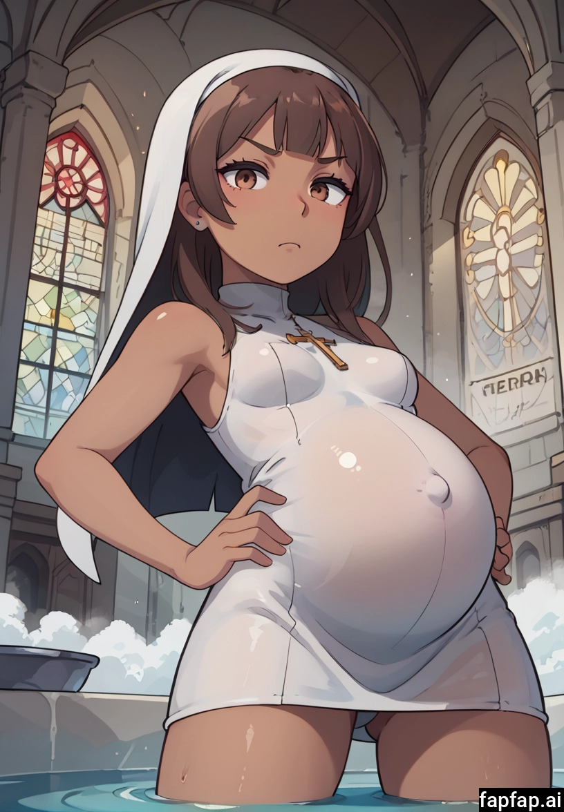 1girl, solo, hands on hips, breasts, brown hair, pregnant · Yamete.gg